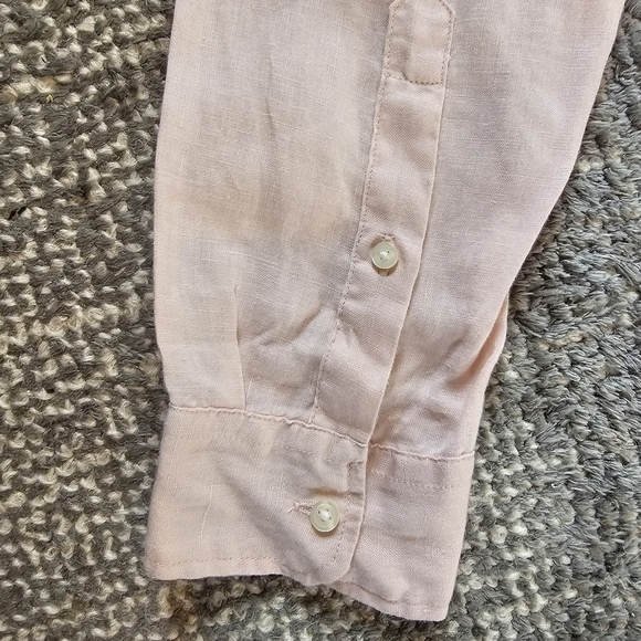 Vince. 100% Linen Long Sleeve Button Up Shirt Peach Mens Medium - Picture 4 of 9